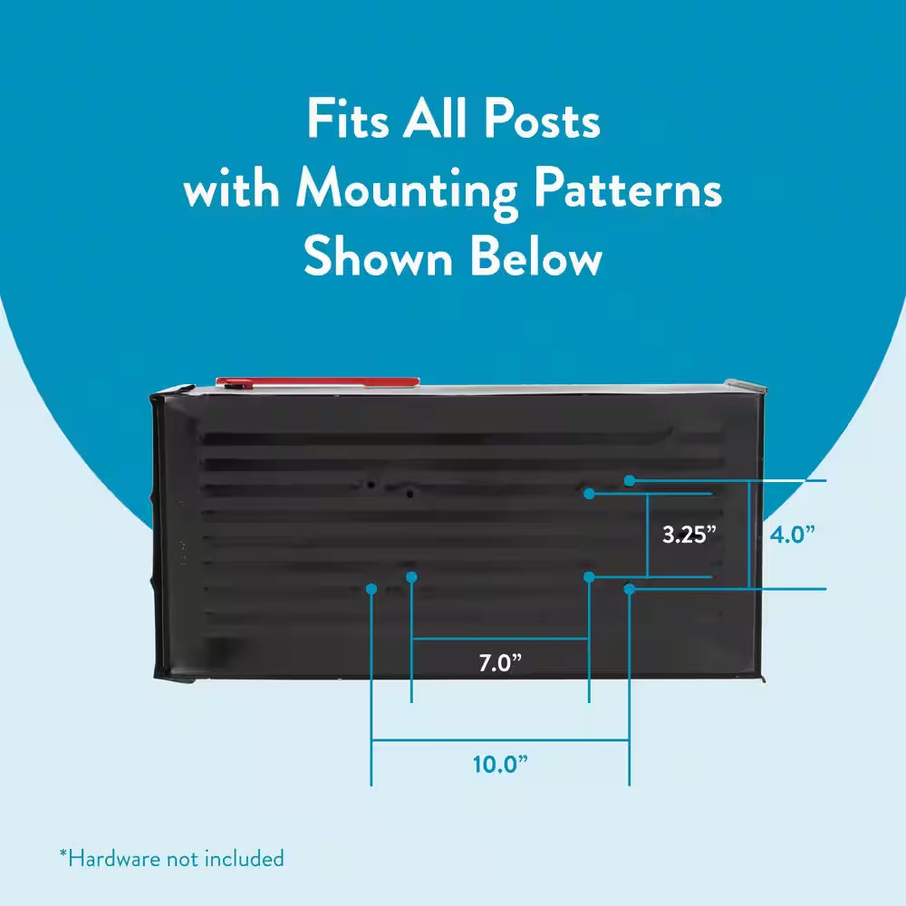 Stanley Black, Extra Large, Steel, Post Mount Mailbox