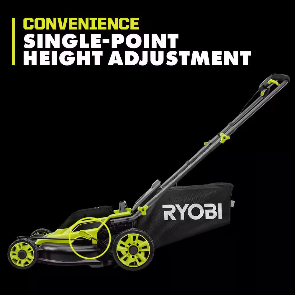 ONE+ HP 18V Brushless 16 In. Cordless Battery Walk behind Push Lawn Mower & Blower W/ (2) 4.0 Ah Batteries & (1) Charger