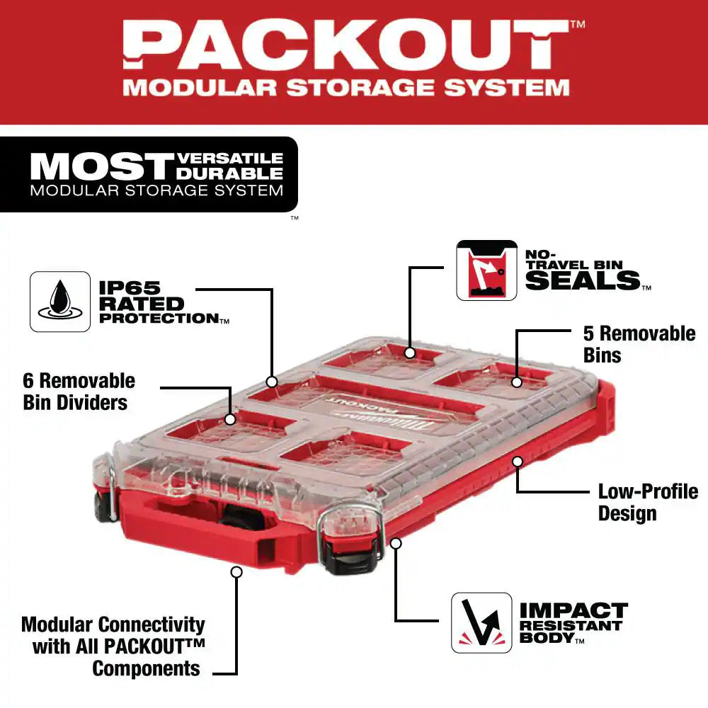 PACKOUT 5-Compartment Low-Profile Compact Small Parts Organizer