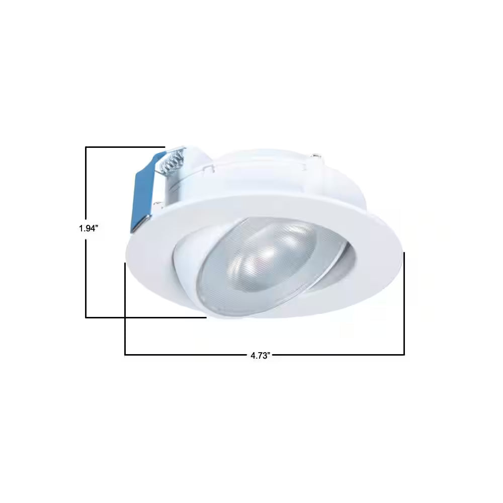 HLA 4 In. Color Selectable (2700K-5000K) Canless Recessed Narrow Beam Adjustable Gimbal Trim Integrated LED Kit