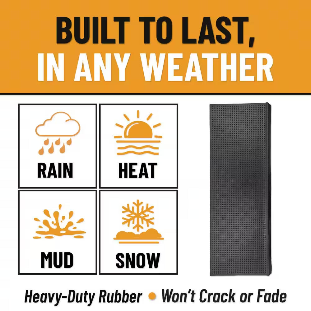 Waterproof Easy-Clean Indoor/Outdoor Black 10 In. X 30 In. Non-Slip Rubber Bull Nose Stair Tread Cover-Set of 5