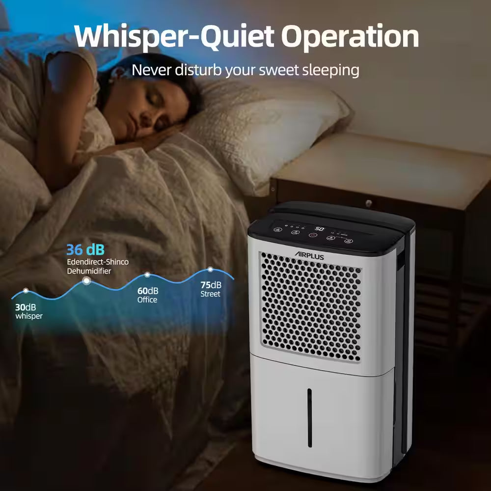 38 Pt. 2000 Sq. Ft. Portable Dehumidifier in White with 8.03 Pt. Bucket, Auto Defrost, Anionic Air Mode, 2-Fan Speeds