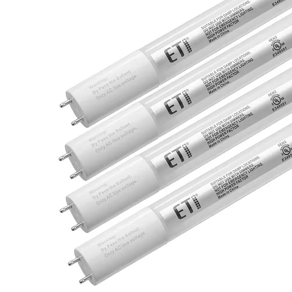 48-Watt 4 Ft. Linear Daylight (5000K) LED Tube Light Bulb Retrofit Conversion Kit Replaces 8 Ft. T8 T12 Fluorescent Bulb