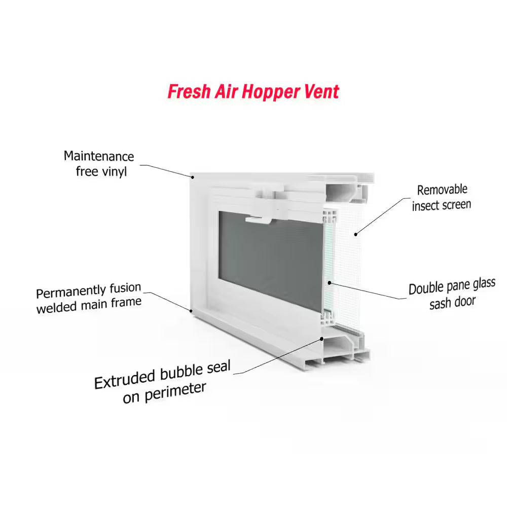 3 In. Thick Series 24 In. X 6 In. X 3 In. Hopper Vent for Glass Block Windows (Actual 23.25 In. X 5.75 In. X 3.12 In.)