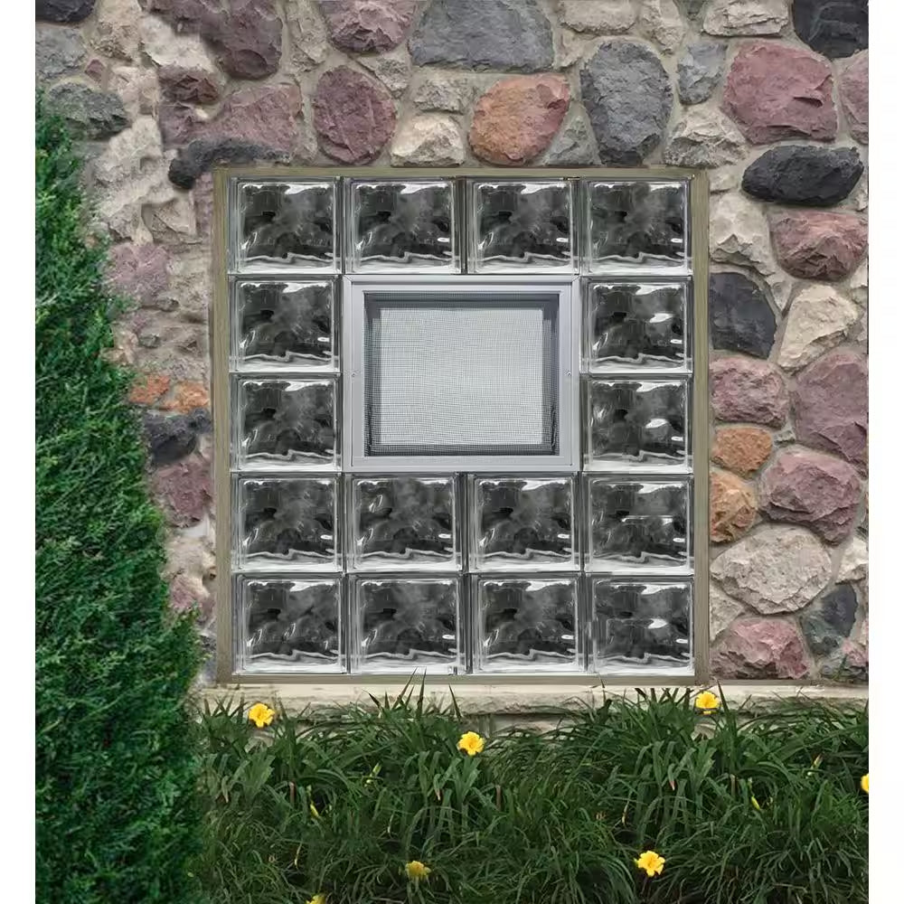 3 In. Thick Series 16 In. X 16 In. X 3 In. Hopper Vent for Glass Block Windows (Actual 15.5 In. X 15.5 In. X 3.12 In. )