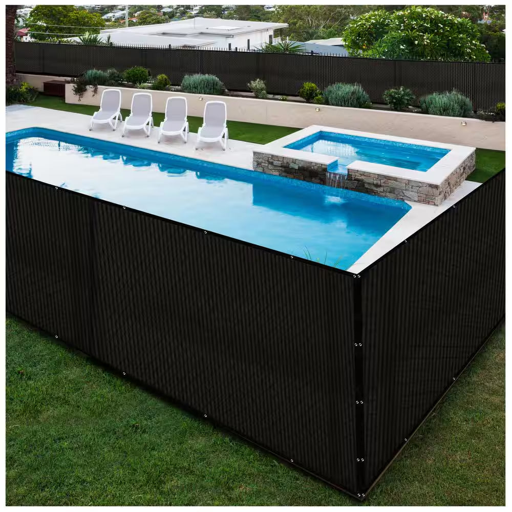 6 Ft. X 50 Ft. Black Privacy Fence Screen Netting Mesh with Reinforced Grommet for Chain Link Garden Fence