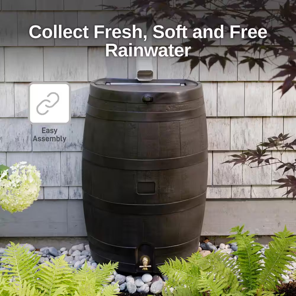 50 Gal. Rain Barrel Walnut Color with Brass Spigot