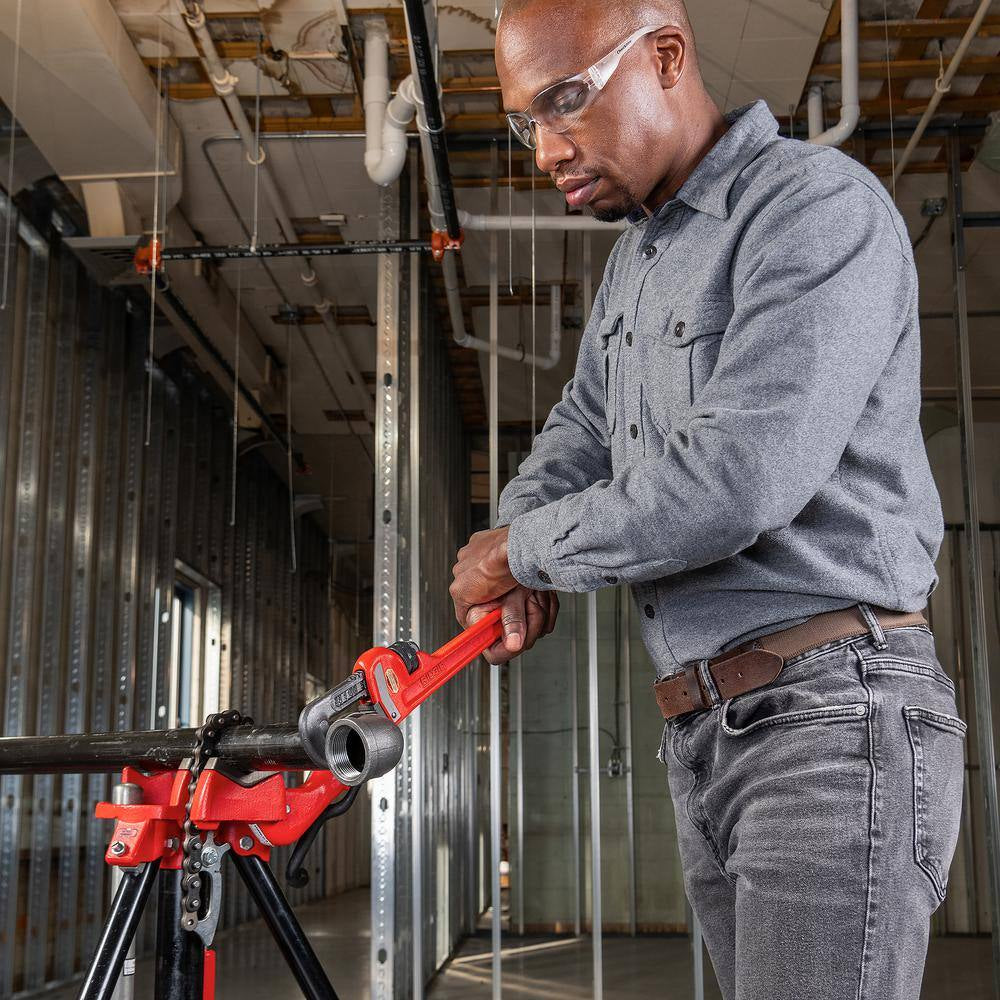 14 In. Straight Pipe Wrench for Heavy-Duty Plumbing, Sturdy Plumbing Pipe Tool with Self Cleaning Threads and Hook Jaws