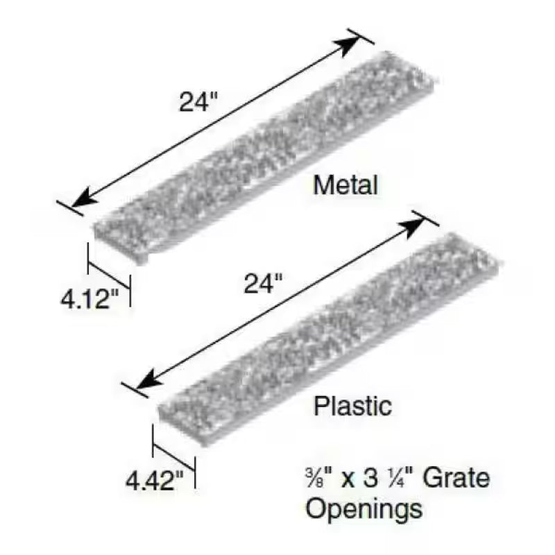 Spee-D Channel Drain Grate, 4-7/16 In. Wide X 2 Ft. Long, Decorative Botanical Design, Black Plastic