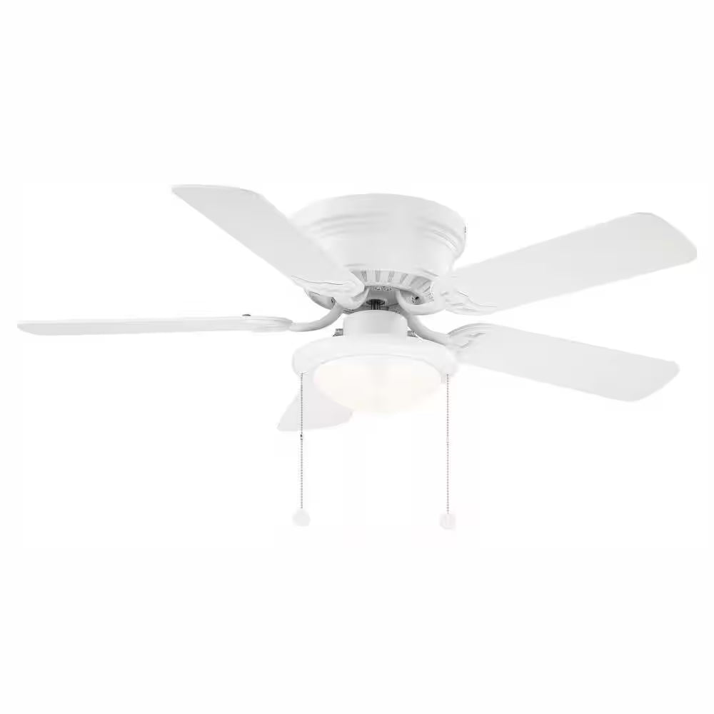 Hugger 44 In. LED Matte White Ceiling Fan
