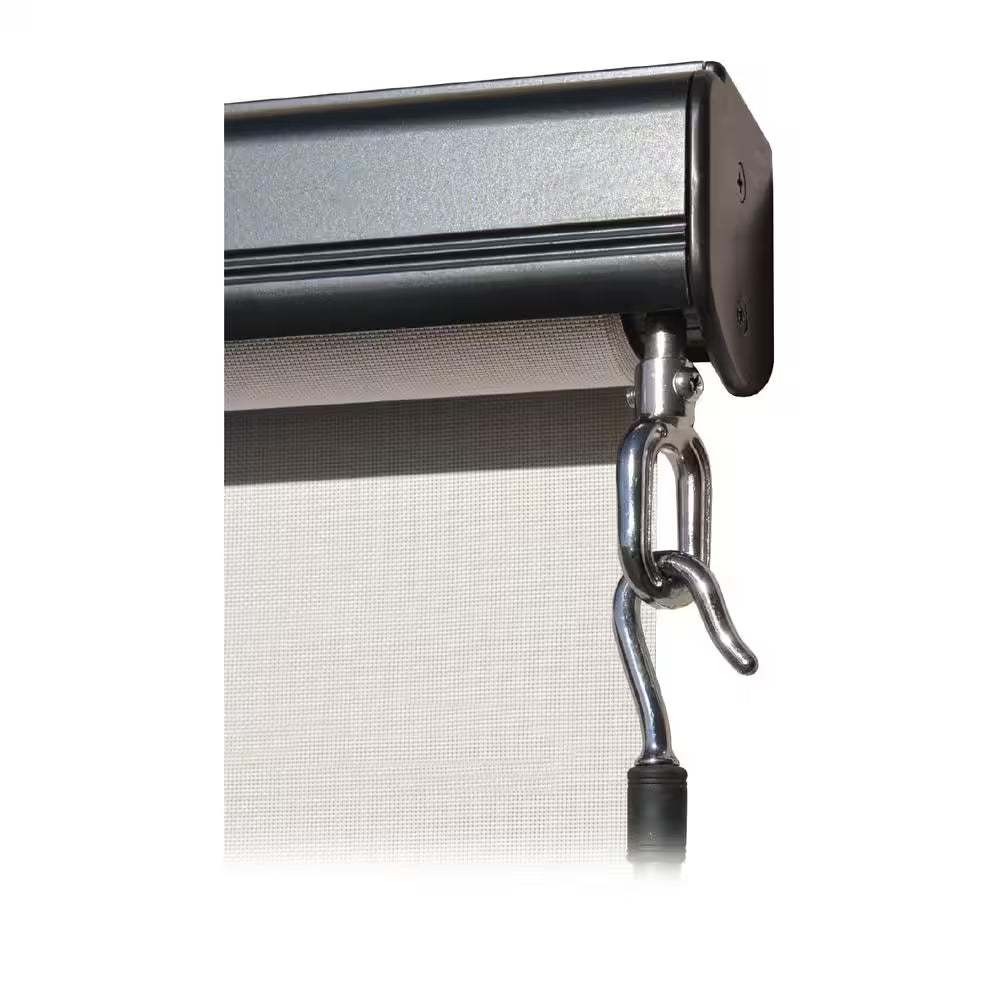 Redondo Cream Cordless Outdoor Patio Roller Shade with Valance 120 In. W X 96 In. L