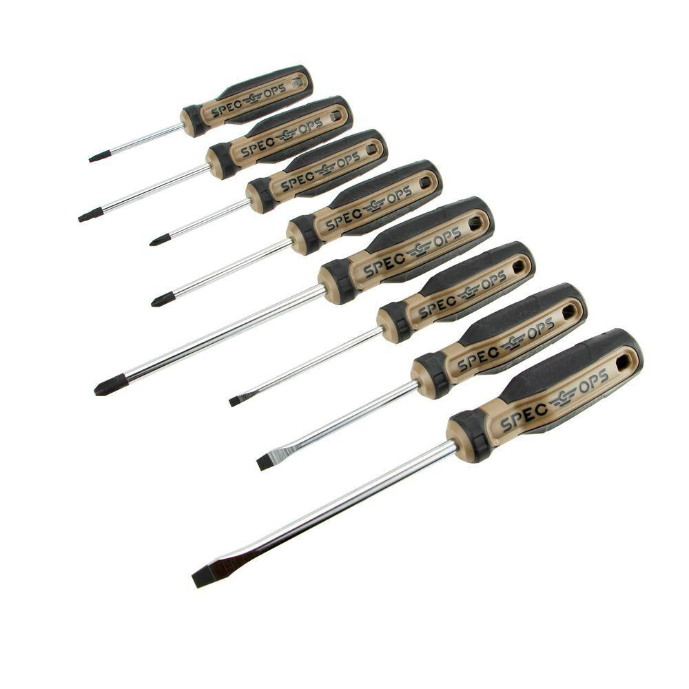 8-Piece Screwdriver Set, Phillips, Slotted, Square, Magnetic Tip, Cr-Mo Steel Shaft