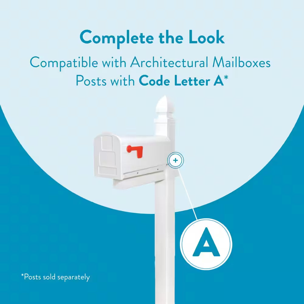 Parsons White, Medium, Plastic, Post Mount Mailbox