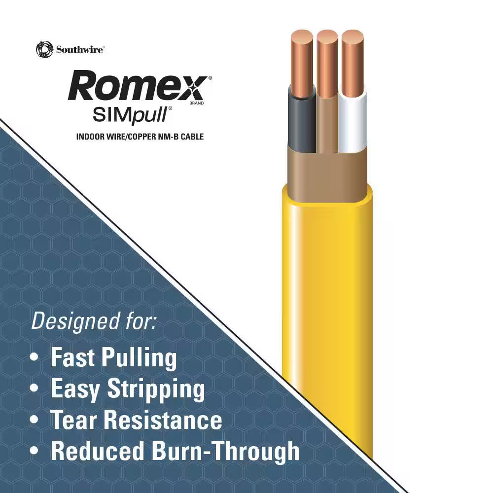 25 Ft. 12/2 Solid Romex Simpull CU NM-B W/G Wire