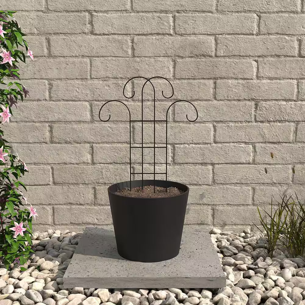 24 In. H Black Flourish Pot Trellis