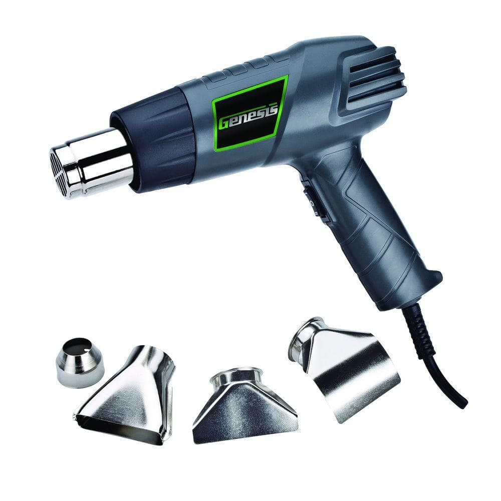12.5-Amp Dual-Temperature Heat Gun with High/Low Settings and Air Reduction, Reflector, and 2 Deflector Nozzles