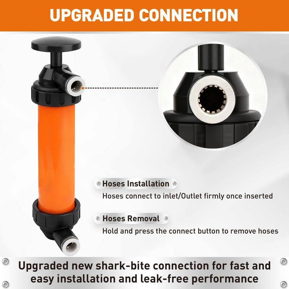 Manual Plastic Siphon Transfer Pump Kit with Hoses Air Pressure Hose for Gas Oil Water Portable Fluid Drainage
