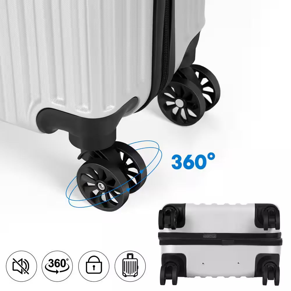 2-Piece Carry on Luggage Set Hard Side Lightweight Suitcase with 4 Spinner Wheels(14/20, Silver)