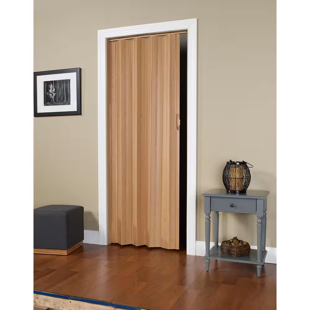 Via 36 In. X 80 In. Oak Vinyl Accordion Door with Hardware