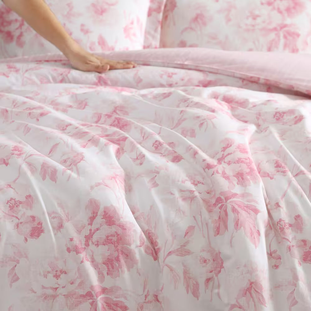 Anja Textured Toile 2-Piece Pink Cotton Twin Comforter Set