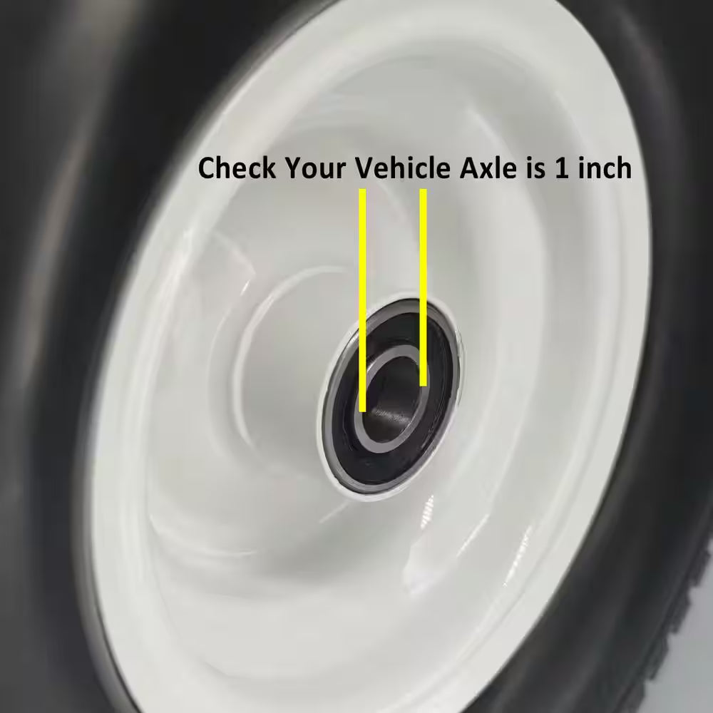 16 In. X 6.50 In.-8 Flat Free Lawn Garden Tire, 1 In. Bearings, 3 In. Center Hub, Set of 2