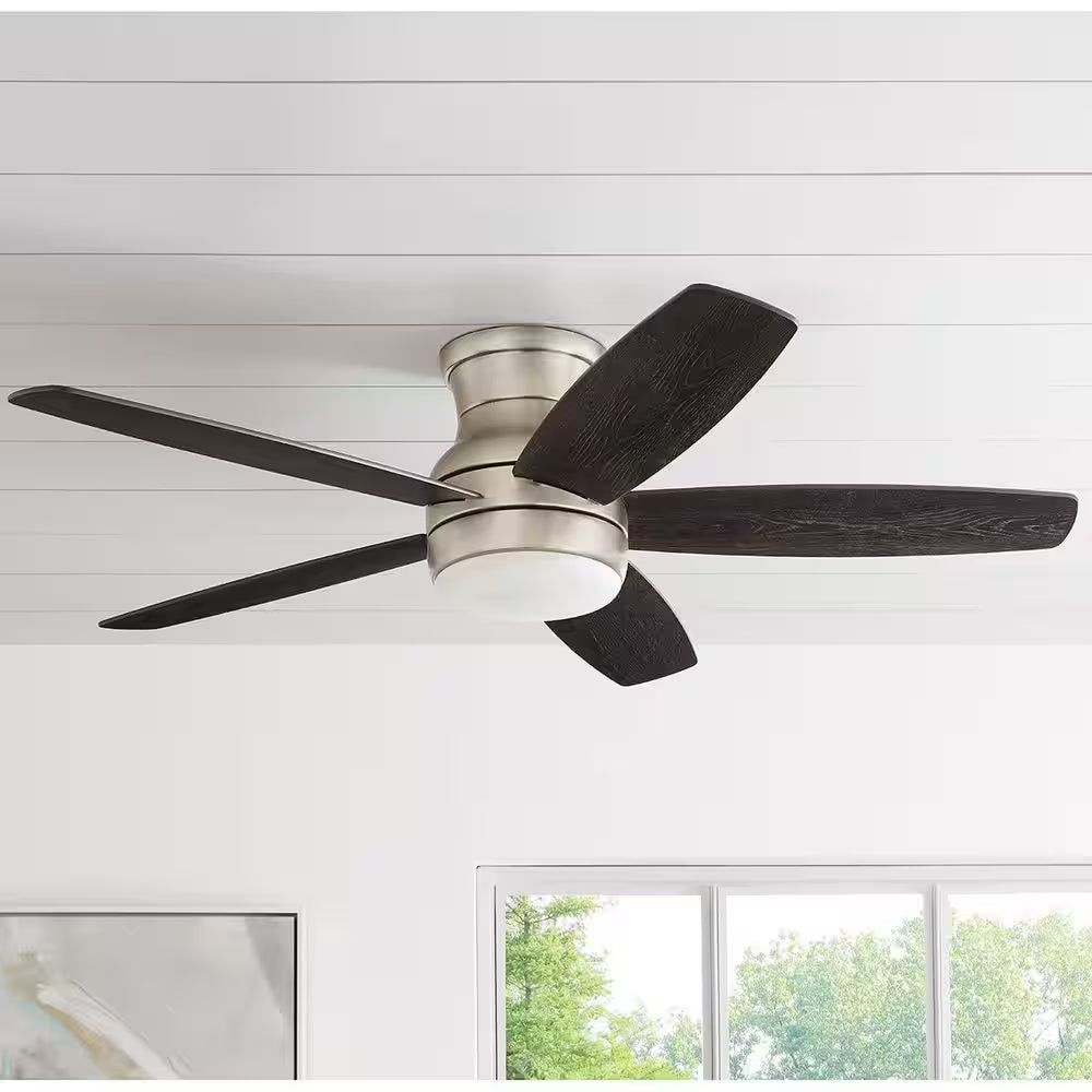 Ashby Park 52 In. White Color Changing Integrated LED Brushed Nickel Ceiling Fan with Light Kit and Remote Control