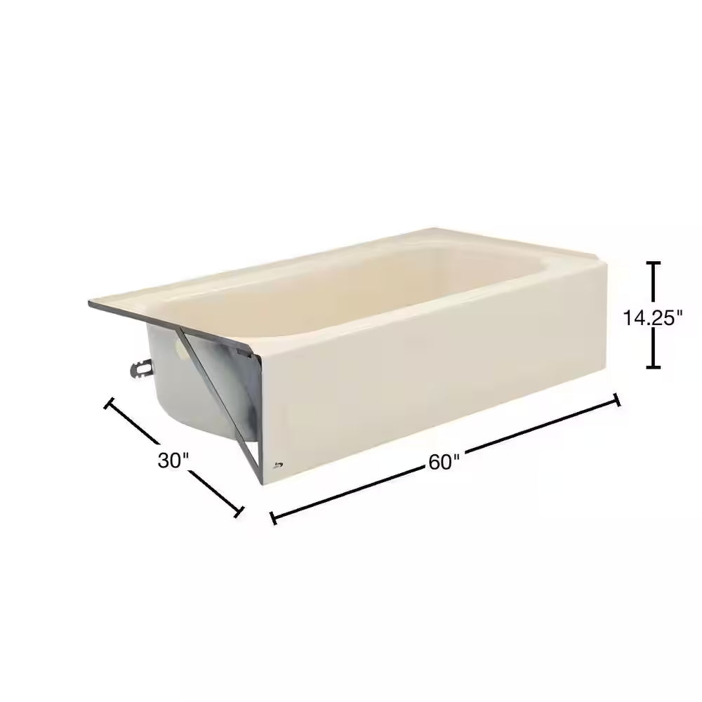 Aloha 60 In. X 30 In. Alcove Soaking Bathtub with Left Drain in White