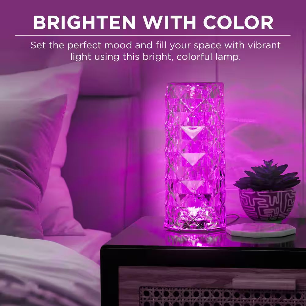 8.5 In. Crystal Indoor Touch Table Light Rose