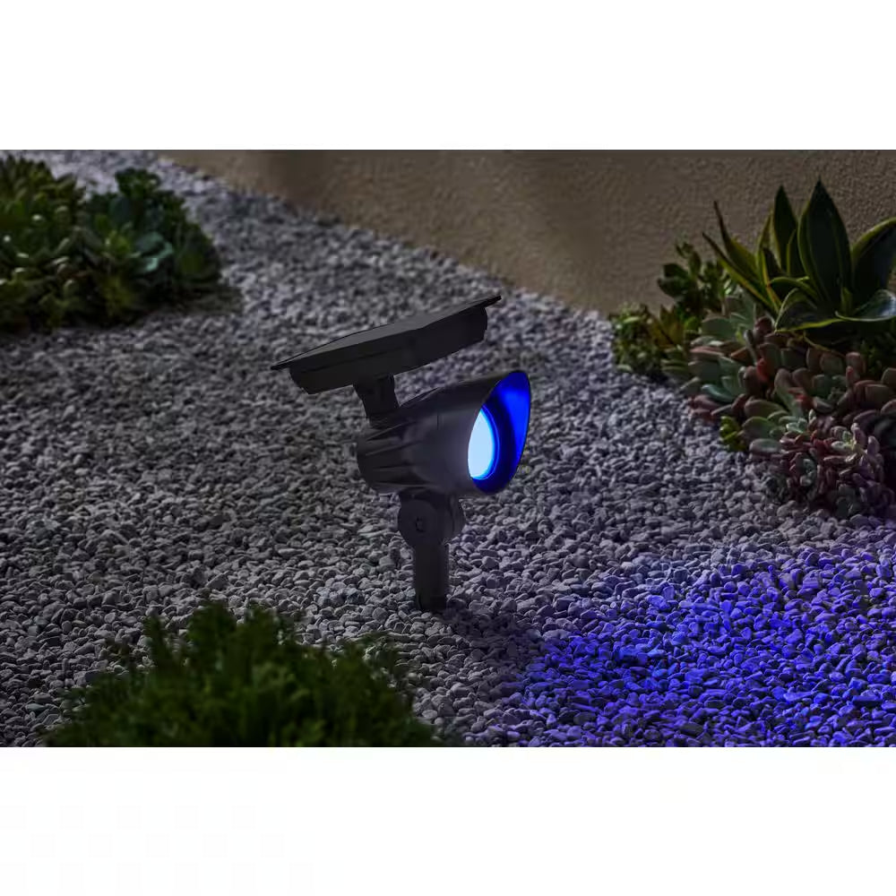 120 Lumen Black LED Weather Resistant Outdoor Solar Spot Light with Color Changing and Adjustable Head