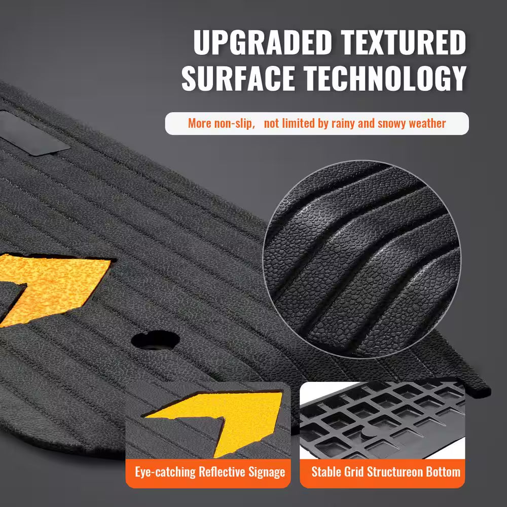 Upgraded Rubber Threshold Ramp, 1 In. Rise Wheelchair Ramp Doorway, Natural Curb Ramp Rated 33069 Lbs. Load Capacity