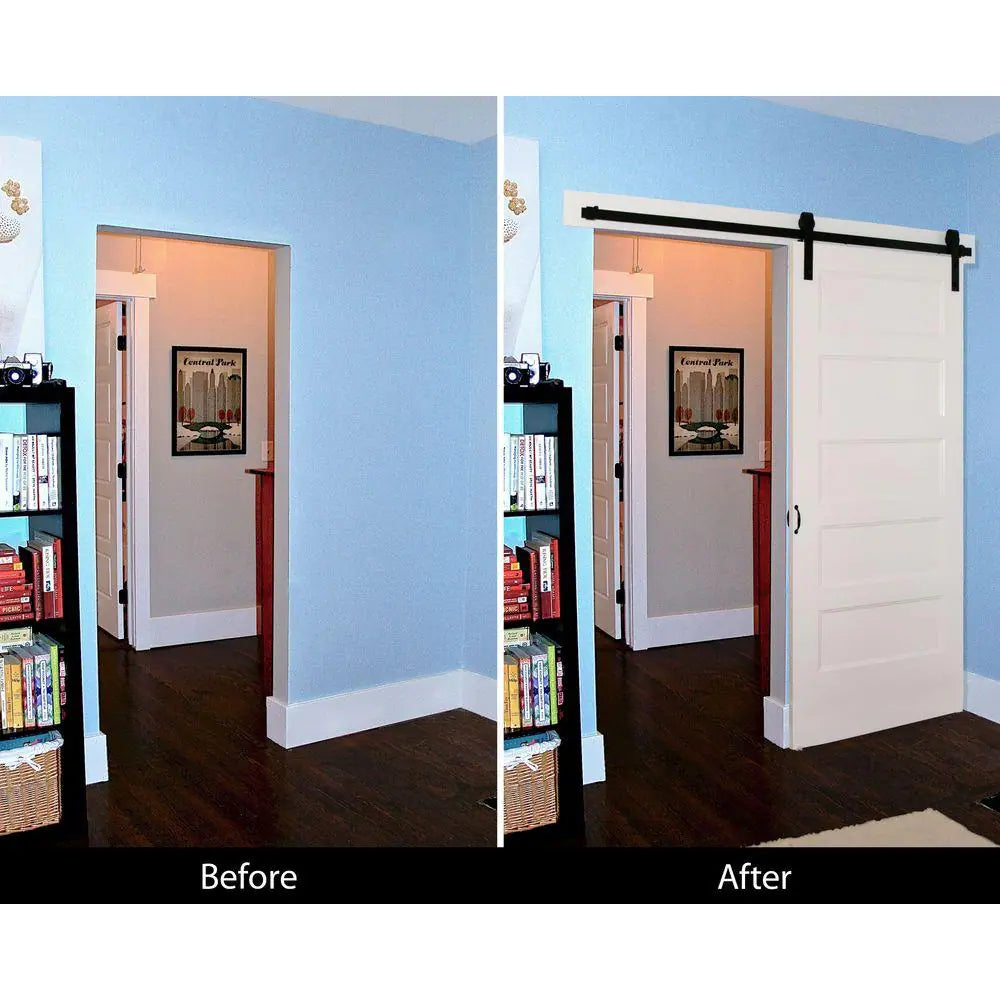 72 In. Dark Oil-Rubbed Bronze Strap Sliding Barn Door Track and Hardware Kit