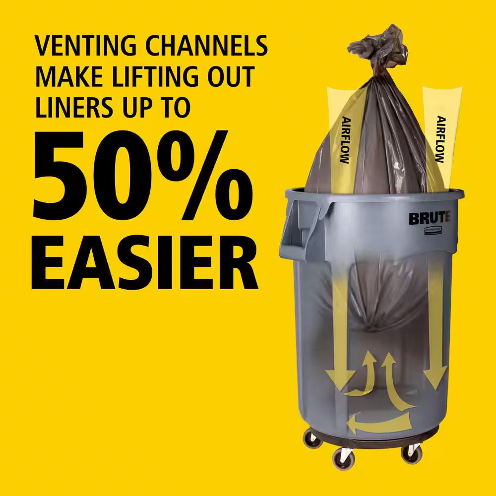 BRUTE 20 Gal. Grey Vented Plastic Outdoor Trash Can with Lid for Restaurants/Offices/Warehouses/Commercial Environments