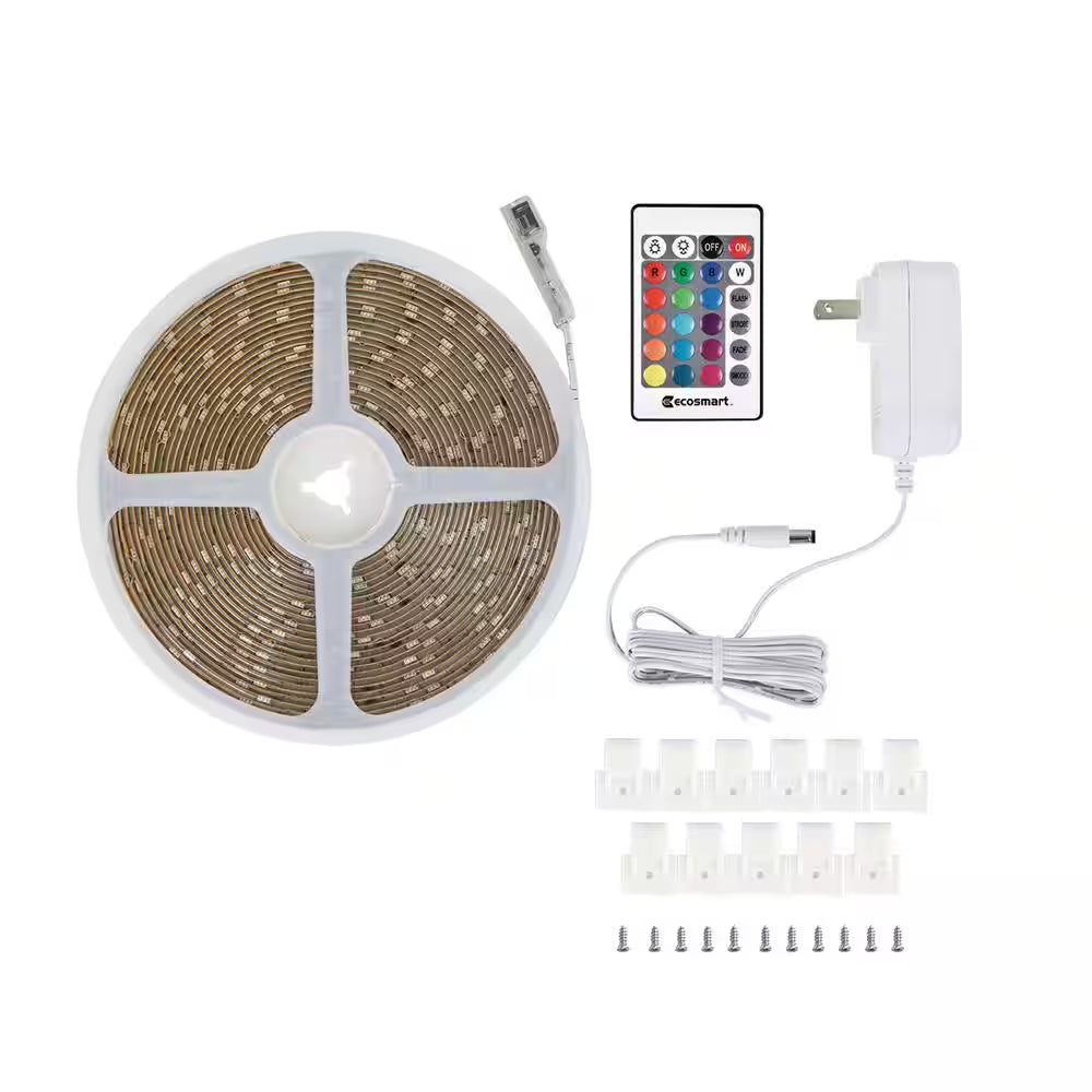 32.8 Ft. RGB Color Changing Dimmable LED Strip Light with Remote Control