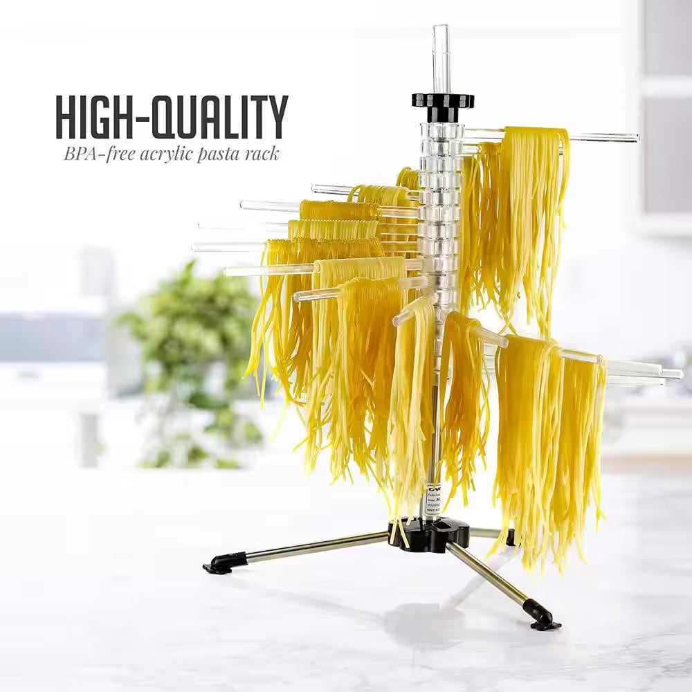Bpa-Free Acrylic Spiral Drying Rack Wand, Pasta Maker Accessories, 3-Legged Sturdy Base (ACPPA900C)