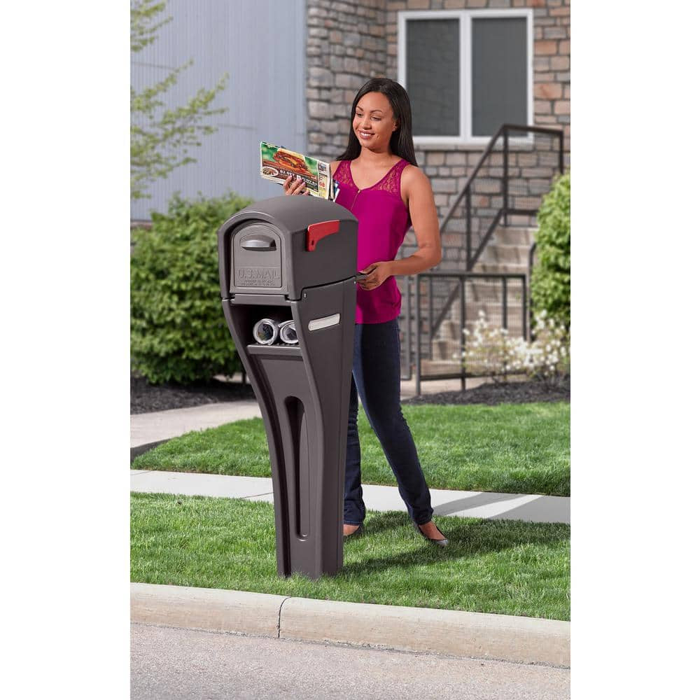 Mailmaster Streamline Large Resin Overpost Mailbox and Post Combo Gray