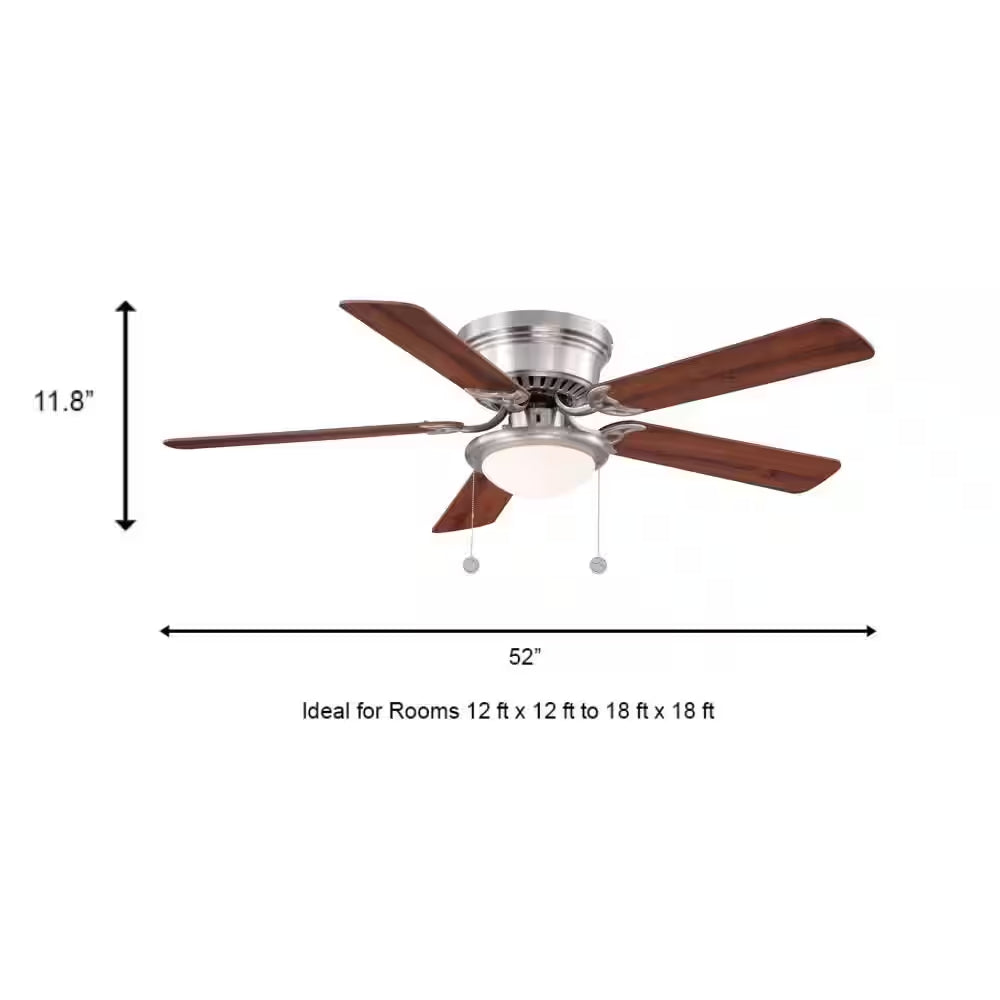Hugger 52 In. LED Indoor Brushed Nickel Ceiling Fan with Light Kit