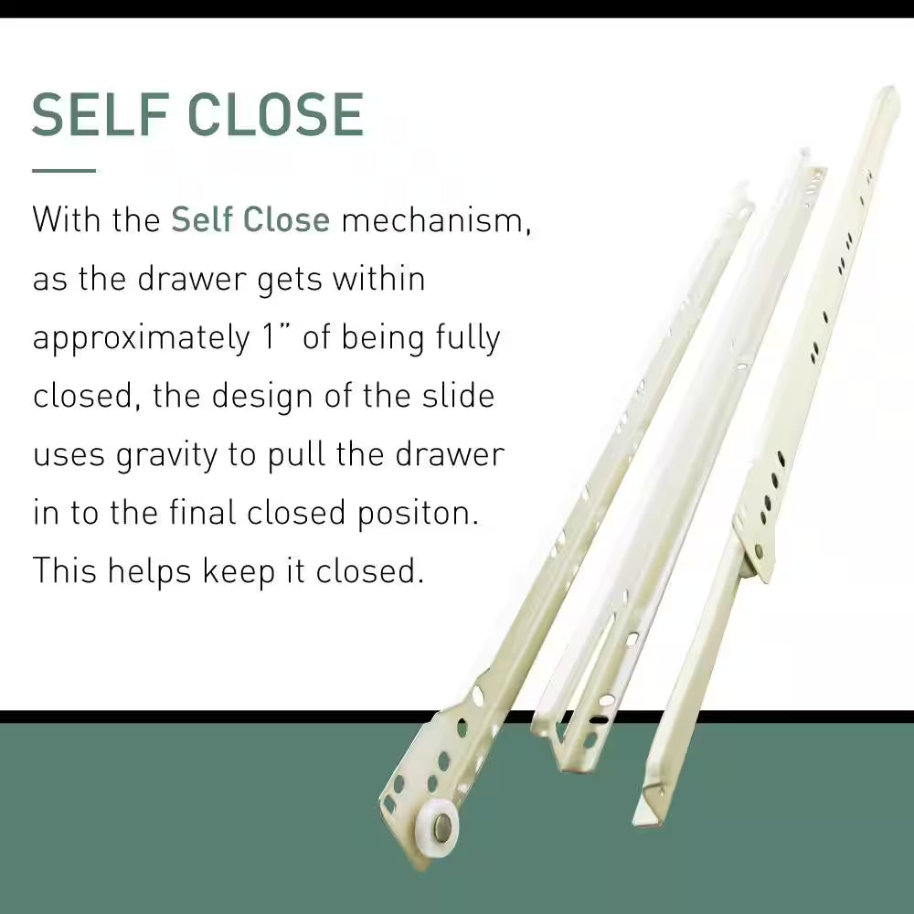 1 Pair 20 In. Self-Closing Bottom Mount Drawer Slide Set 1-Pair (2 Pieces)