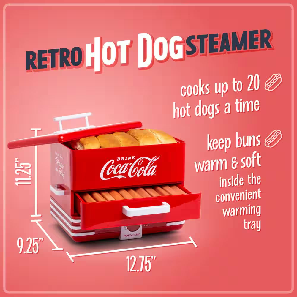 CKHDS206CR Large Coca-Cola Hot Dog Steamer Specialty Grill in Red