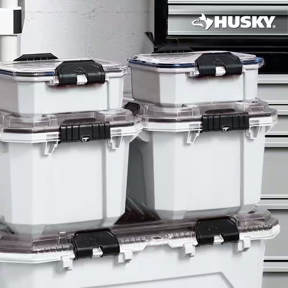 0.8 Gal. Compact Pro Duty Waterproof White Tote (4-Pack)