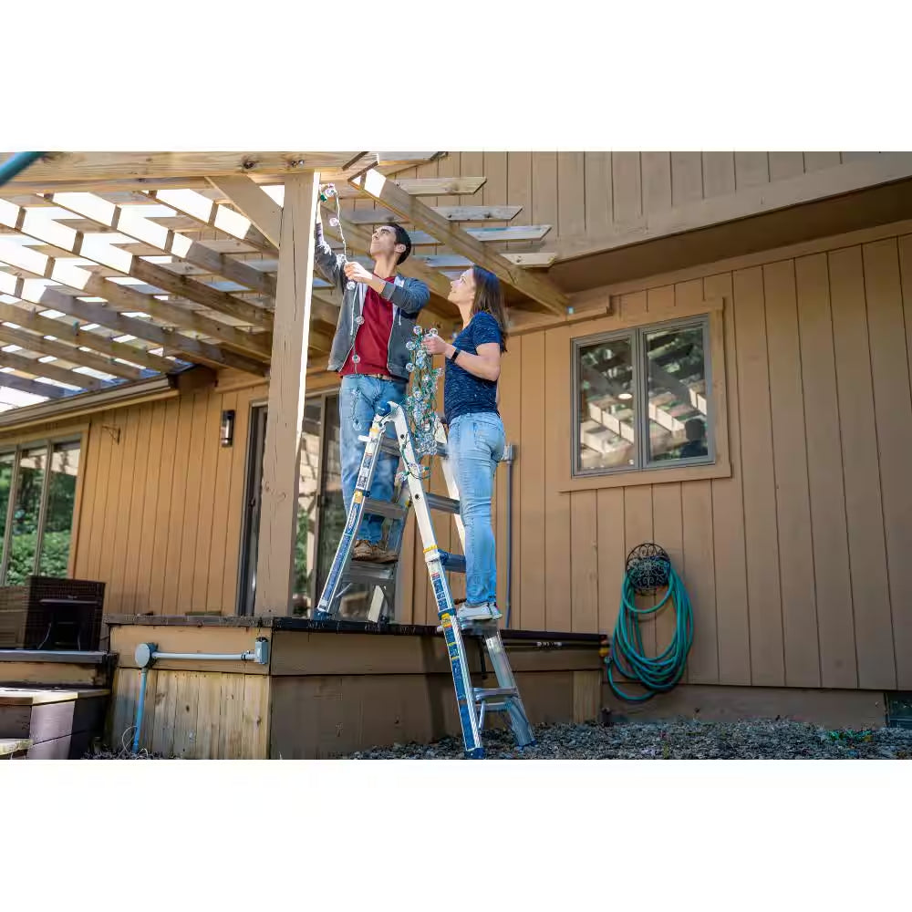 5 in 1 Multi Position Pro 14 Ft. Reach Aluminum Adjustable Multi Position Ladder, 375 Lb. Load Capacity Type IAA Duty