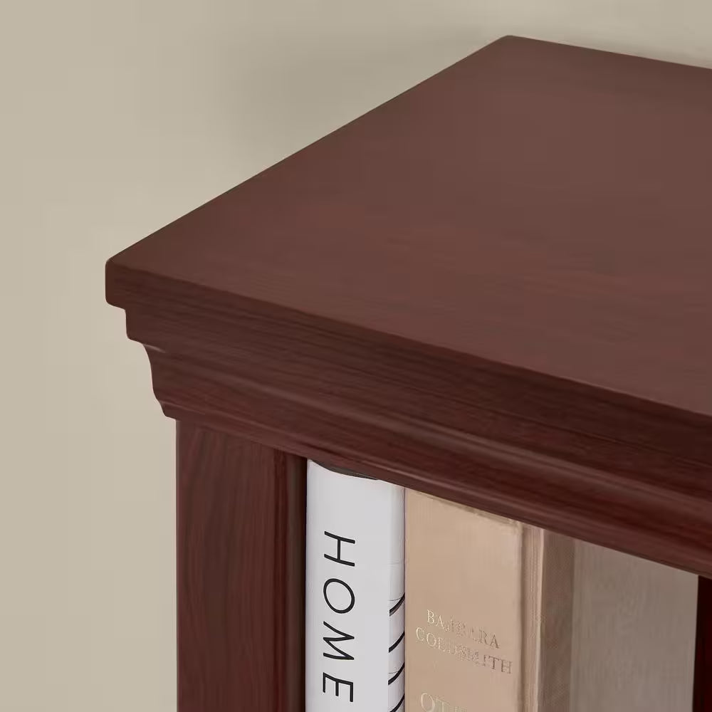 71 In. Dark Brown Wood 5-Shelf Classic Bookcase with Adjustable Shelves