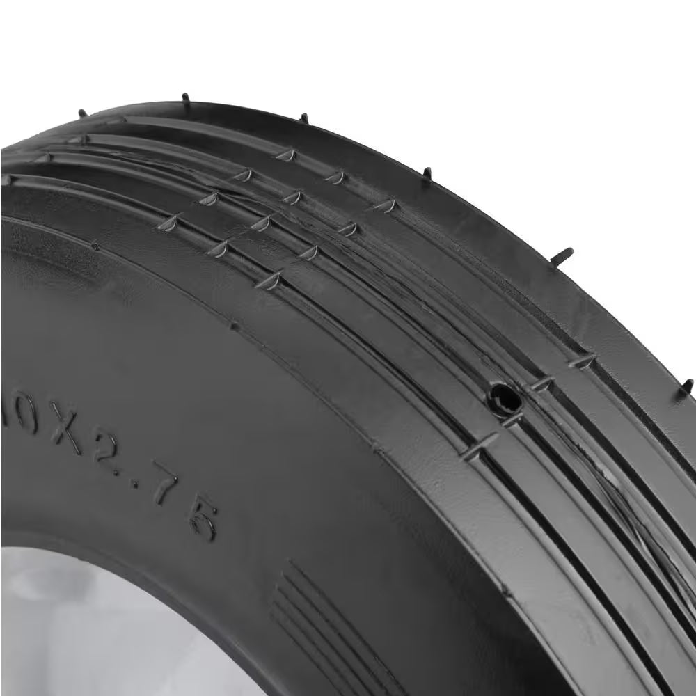10 In. X 2.75 In. Flat Free Universal Hand Truck Wheel with 5/8 In. Ball Bering and Ribbed Tread
