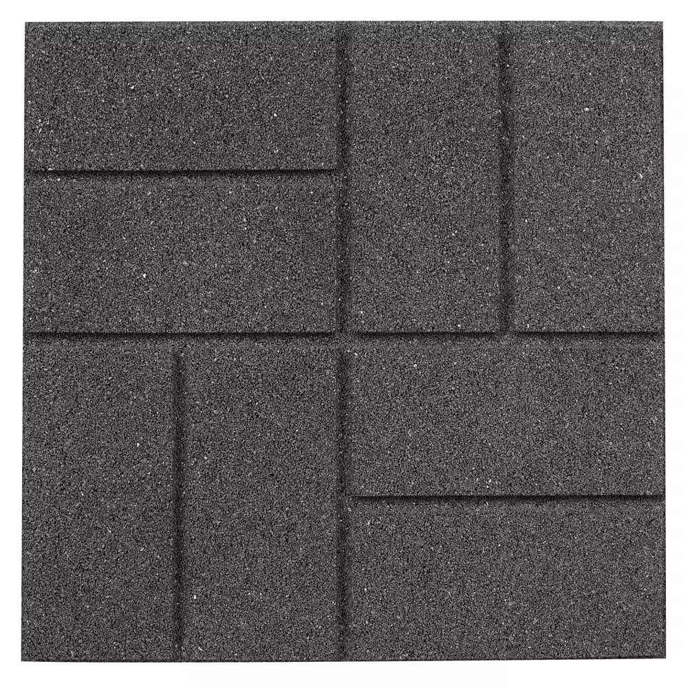 16 In. X 16 In. X 3/4 In. Gray Dual-Sided Rubber Paver (9-Pack)