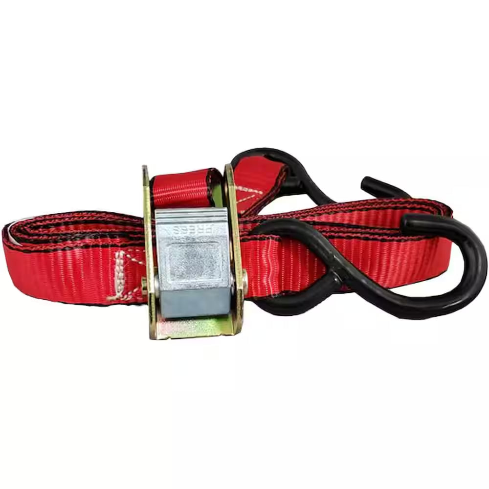 1 In. X 15 Ft. Cam Buckle Tie-Down Strap with 1500 Lbs. S-Hook Design