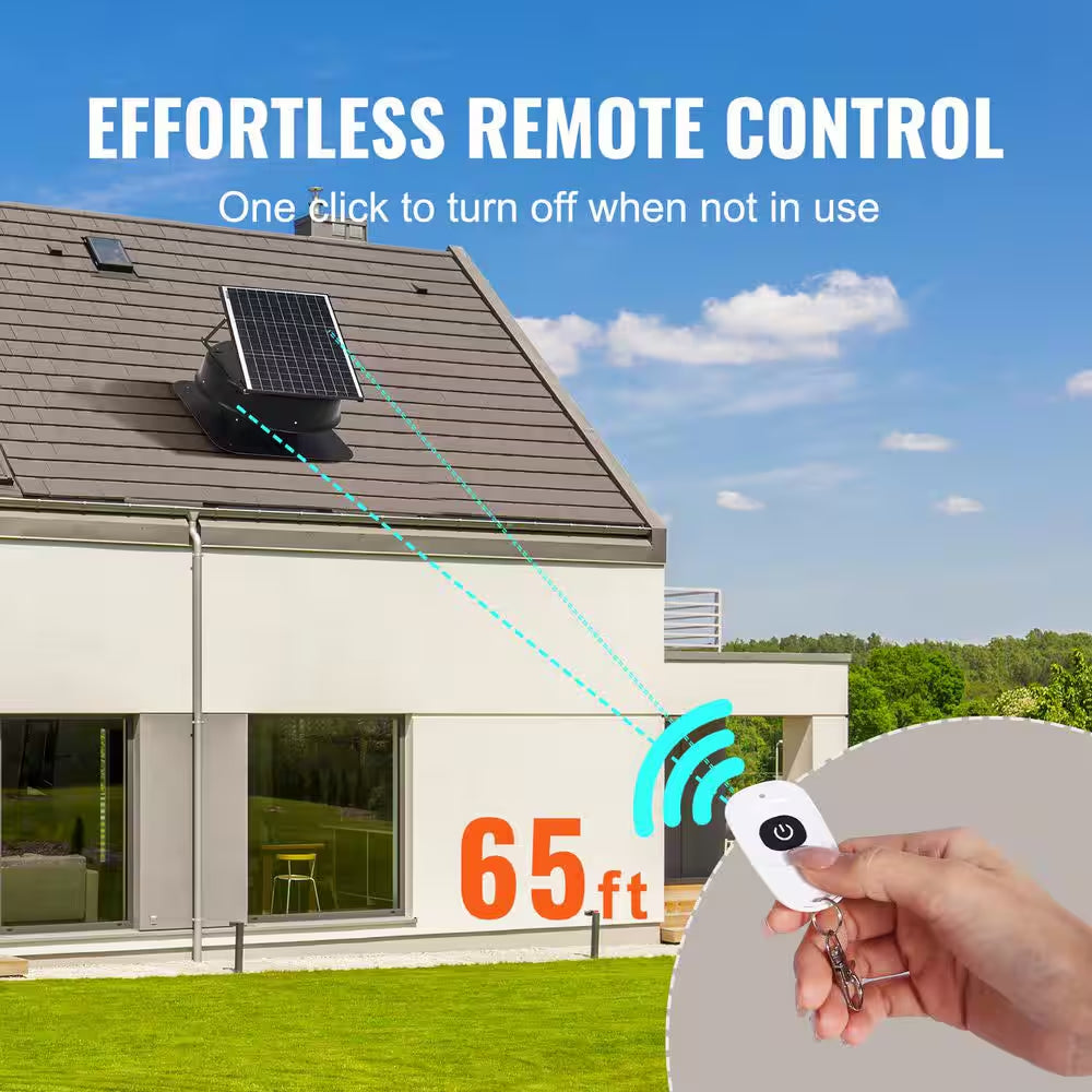 Solar Attic Fan, 40 W, 1230 CFM High Airflow Roof Vent Fan, Weatherproof with 110 V Smart Adapter Black 2025 Update