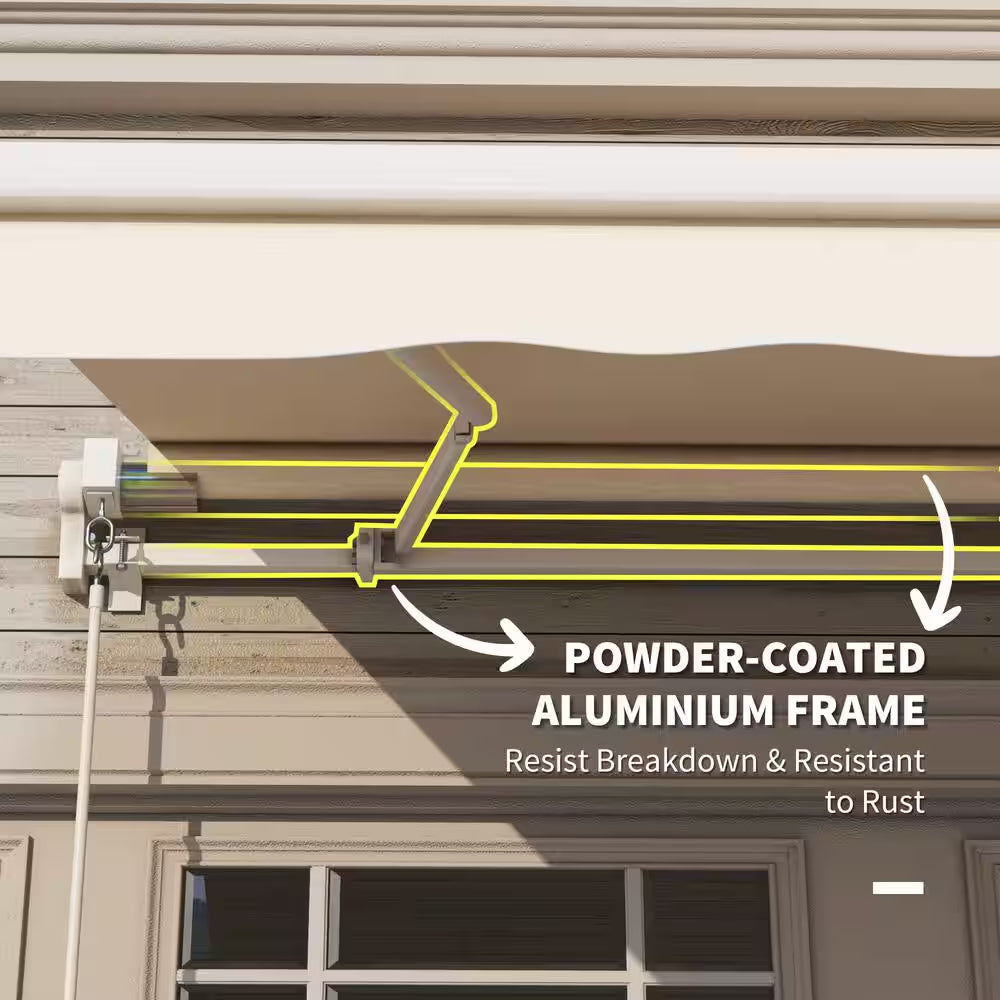 10 Ft. X 8 Ft. Manual Retractable Sunshade Patio Awning with UV Protection and Easy Crank Opening Beige Sand