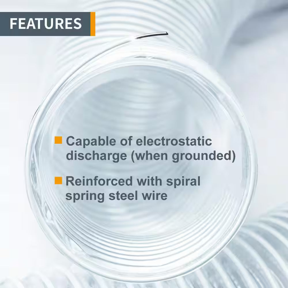 5 In. X 10 Ft. PVC Flexible Dust Collection Hose in Clear