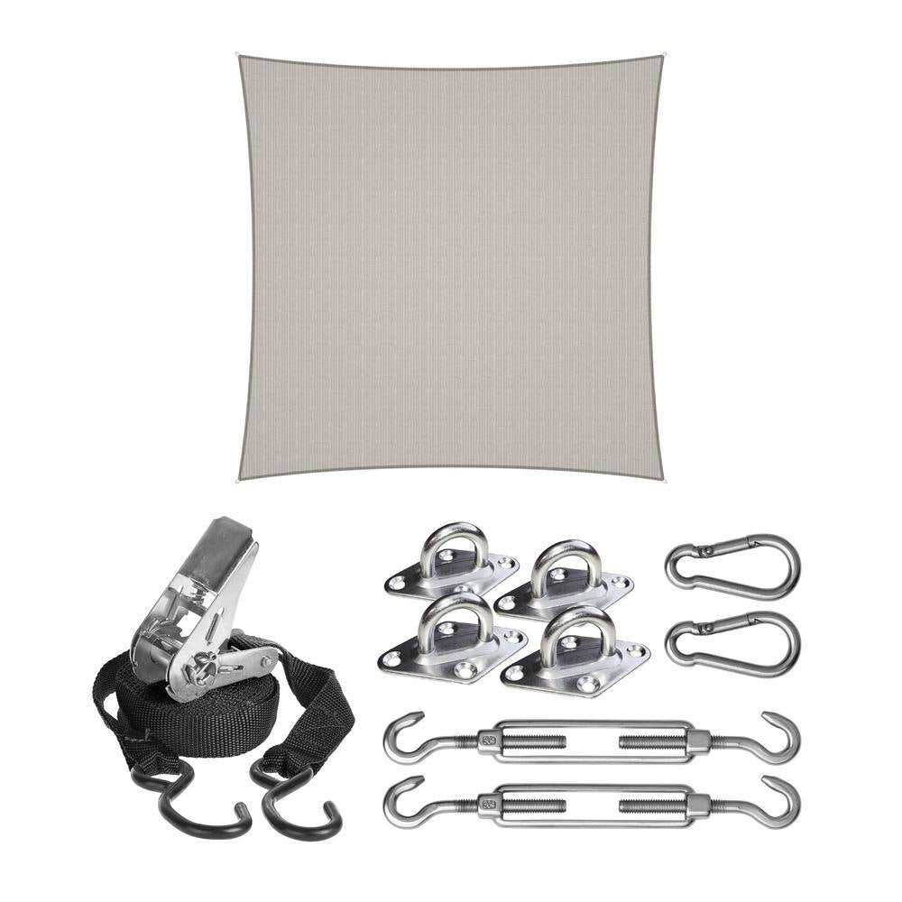 Premium Square 17.75 Ft. X 17.75 Ft. Stone Shade Sail Kit