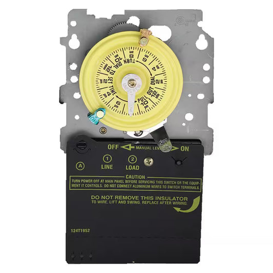T100 Series 40 Amp 24-Hour Mechanical Mechanism with Single Pole Single Throw Switching 120 VAC, Gray
