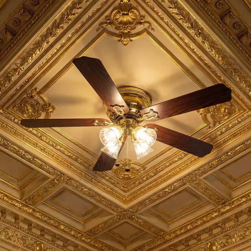 Carriage House 52 In. Indoor LED Polished Brass Ceiling Fan with Light Kit, Reversible Motor and Reversible Blades